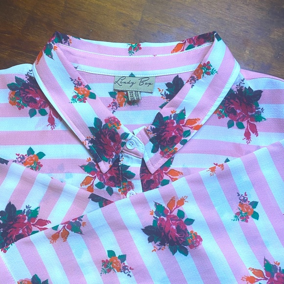 Floral & Stripe Crop Blouse - Picture 4 of 4